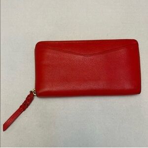 FOSSIL RED/ORANGE PEBBLED LEATHER CLASSIC WRAP AROUND  WALLET